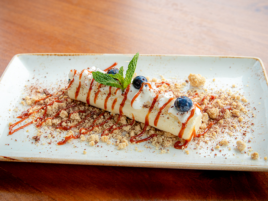 Plate of Abuela's Cheesecake, a new dessert at Antojitos Authentic Mexican Food in Universal CityWalk.