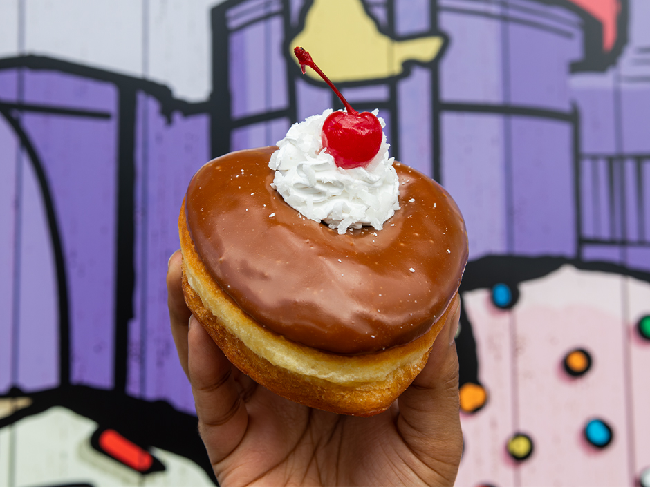 Flan de Queso doughnut available at Voodoo Doughnut in Universal CityWalk