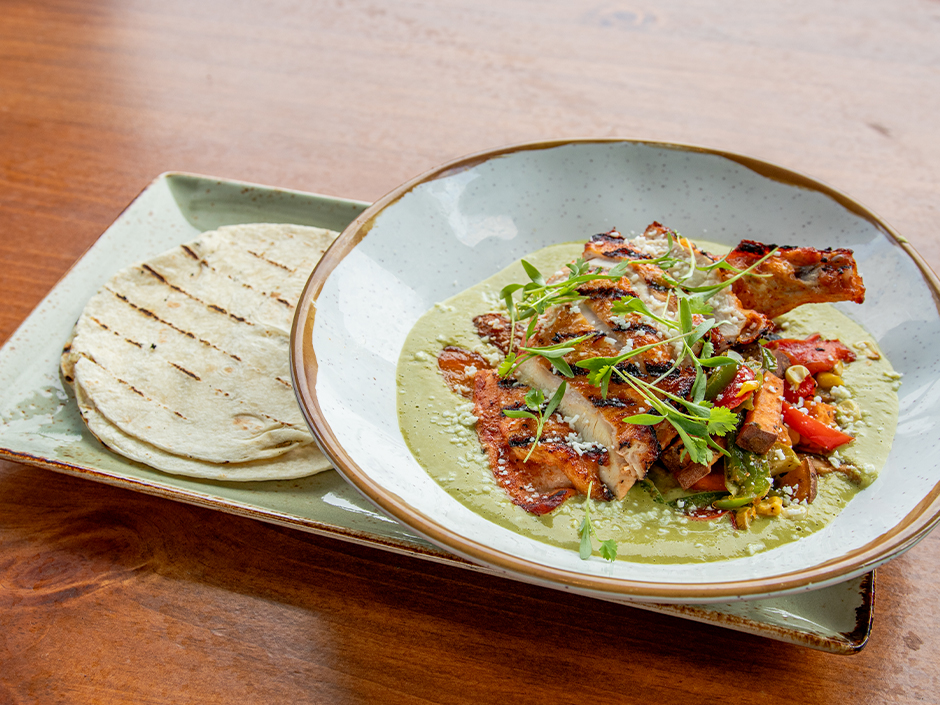 Plate of Pollo a la Poblana, a new dish at Antojitos Authentic Mexican Food in Universal CityWalk.