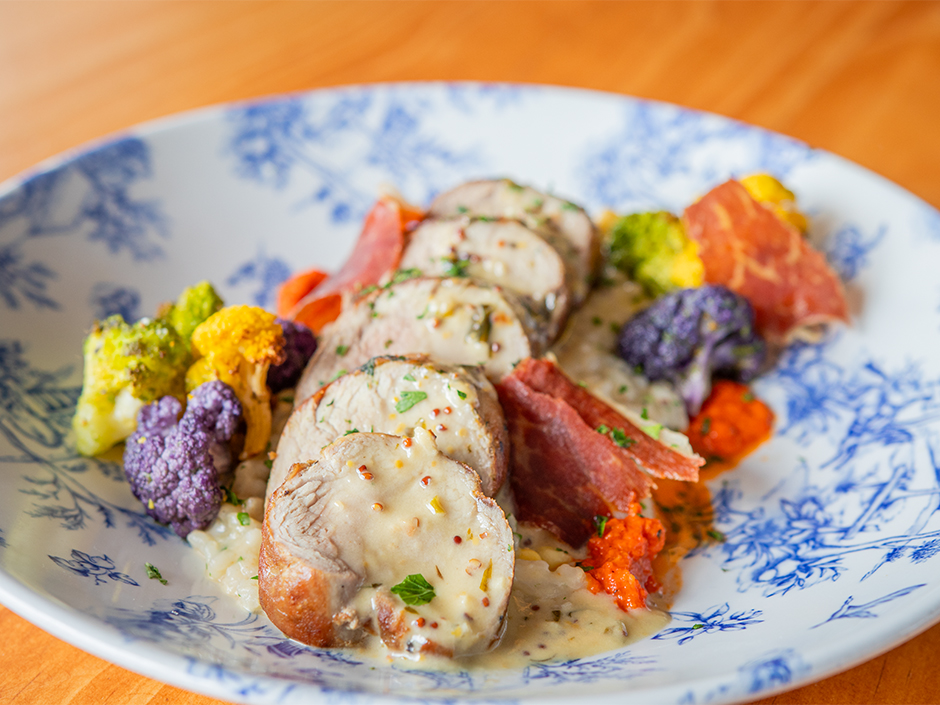 Plate of the Pork Tenderloin, a new dish at VIVO Italian Kitchen in Universal CityWalk.
