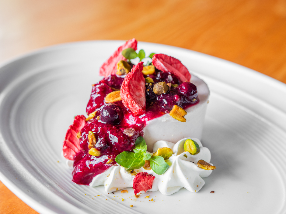 Plate of the Semi Freddo, a new dessert at VIVO Italian Kitchen in Universal CityWalk.