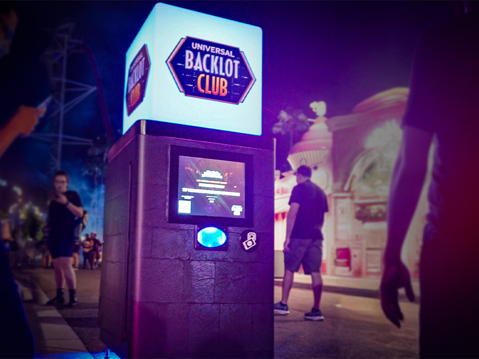 A tower used in the Backlot Club digital medallion quest at Halloween Horror Nights