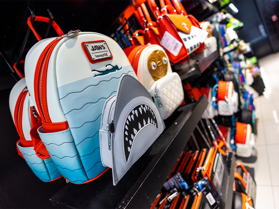 Jaws and E.T. backpacks.