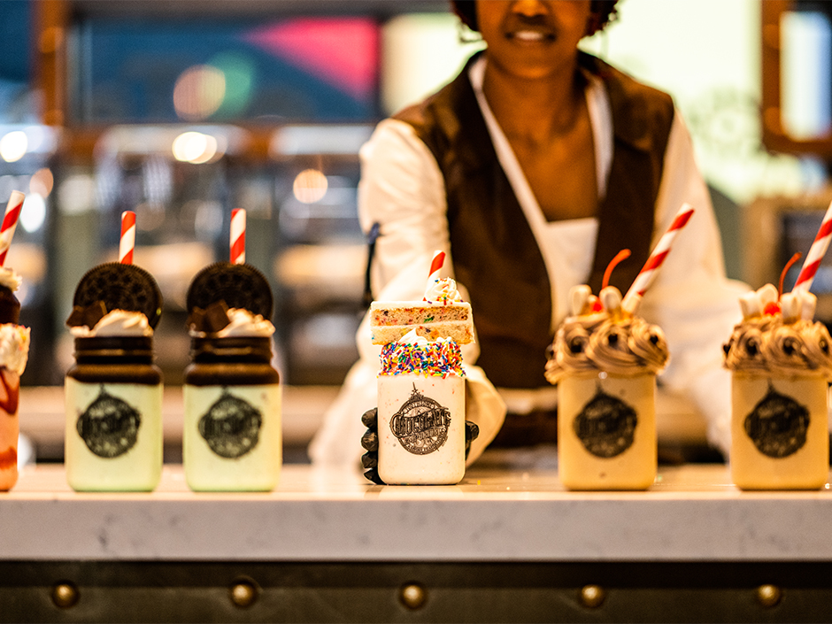 A line up of Toothsome's milkshakes.