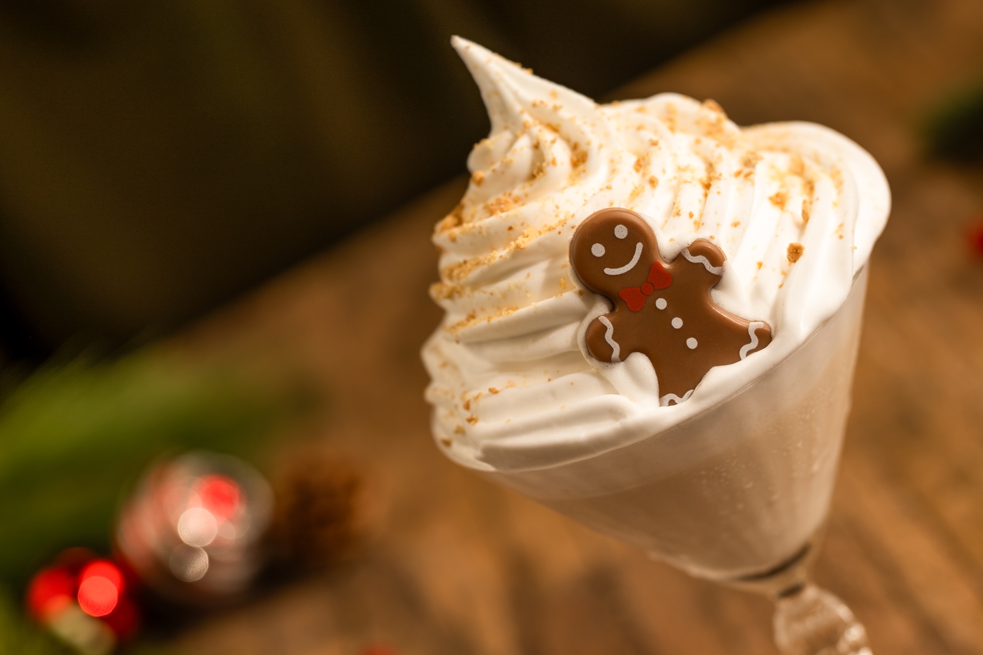 Gingerbread Martini: Stoli Vanilla Vodka, Baileys Original Irish Cream Liqueur, RumChata Cream Liqueur, gingerbread syrup, and half and half garnished with whipped cream, graham cracker crumbs, and a chocolate piece (New) 