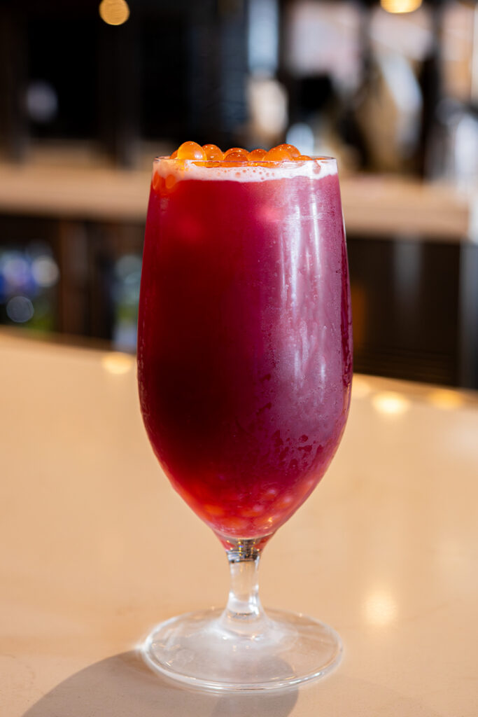 A glass of the A Little R&R mocktail at VIVO in Universal CityWalk for Veterans and Military Families Appreciation Month.