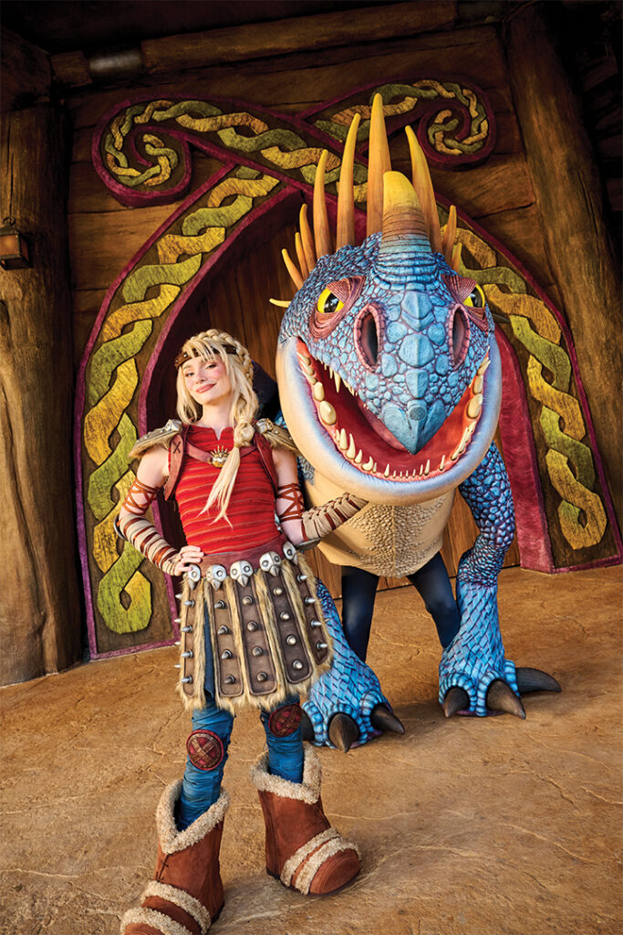 Astrid and Stormfly in Isle of Berk at Epic Universe