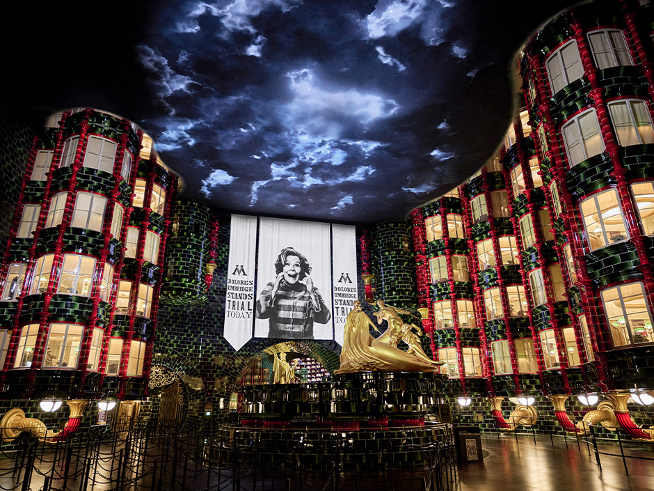 The interior of Battle at the Ministry at Epic Universe