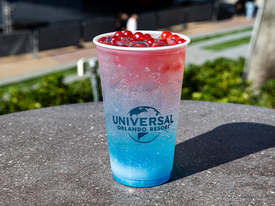 The Red White and Buoy mocktail in a Universal Orlando Resort branded cup for Veterans and Military Families Appreciation Month.