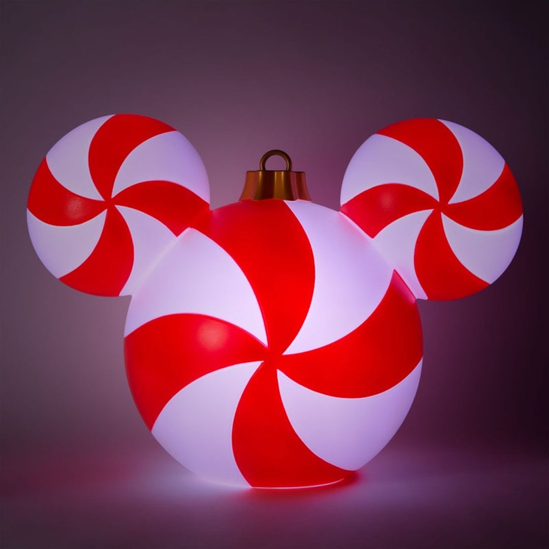 Mickey Mouse Icon Peppermint Swirl Light-Up Ornament 